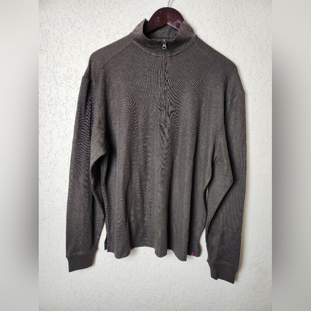 Woolrich Woolen Mills Wool Blend 1/4 Zip Long Sleeve Sweater Darkwood Size M